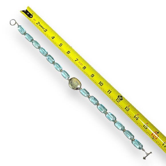 Barse Sterling Choker Womens Silver Bead Aqua Glass Beads Toggle Signed - Picture 5 of 7